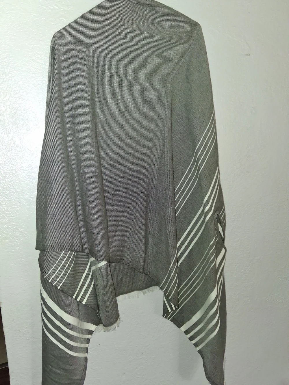 J Crew NWT Striped Gray & White Knit Poncho OS